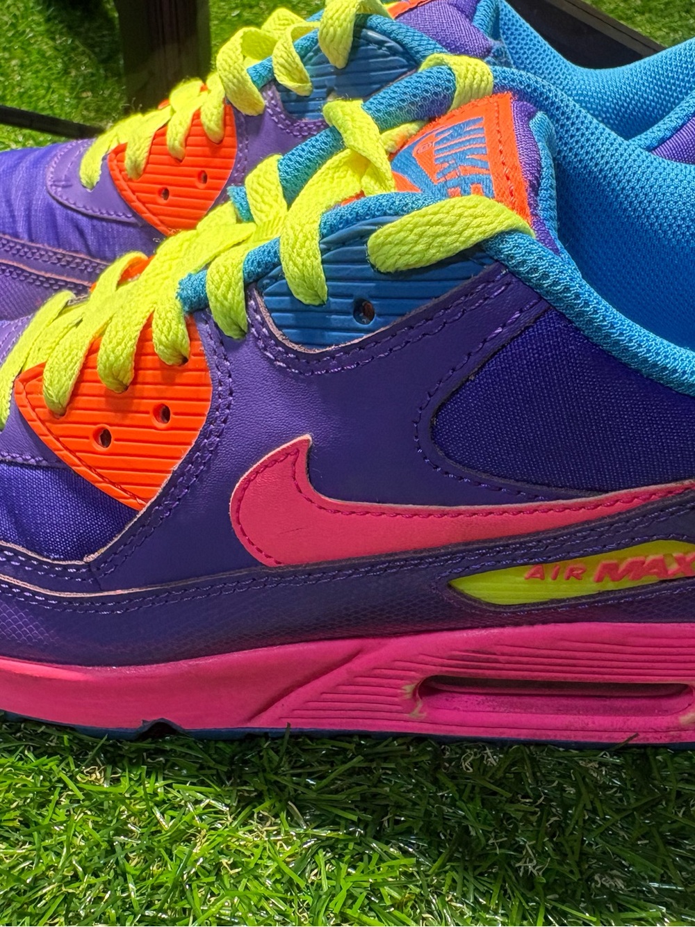 Nike Kids Purple, Pink & Neon Yellow Air Max 90s